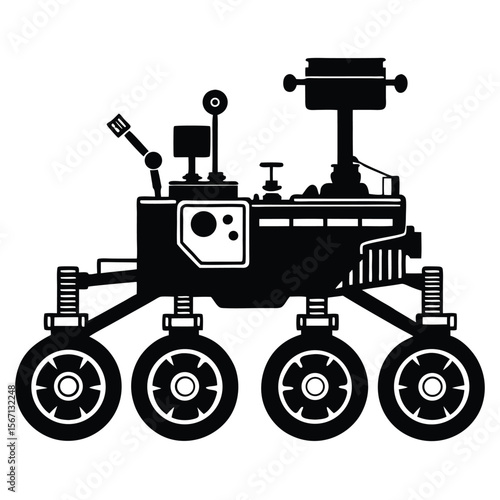 Silhouette of a Mars Rover Space Exploration Vehicle an Iconic Symbol of Scientific Discovery and Technological Advancement on the Red Planet