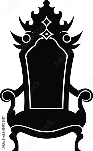 Royal Throne Chair Silhouette in Bold Black Decorative Vector Design