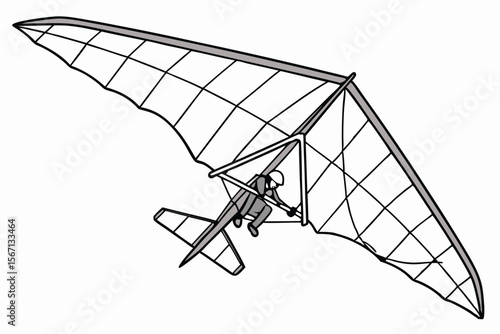 Hang Glider in Flight Soaring Through the Sky A Thrilling Adventure Captured in an Engaging and Detailed Illustration For Enthusiasts