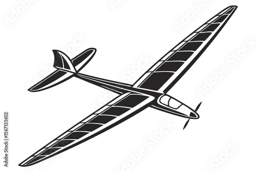 Monochrome Depiction of a Glider Aircraft Design Soaring Through the Sky Minimalist Aesthetics and Vintage Flair Perfect for Aviation Enthusiasts