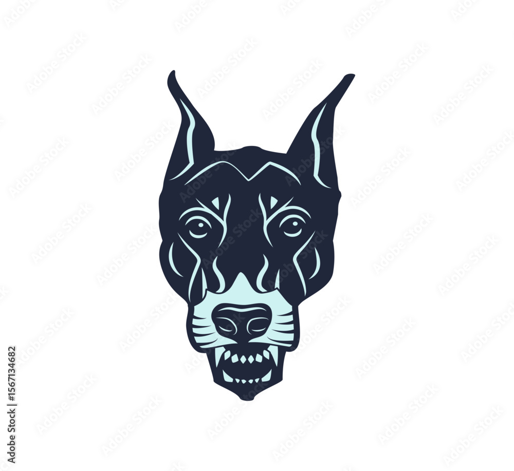 Fototapeta premium Intense Doberman Head Logo Design