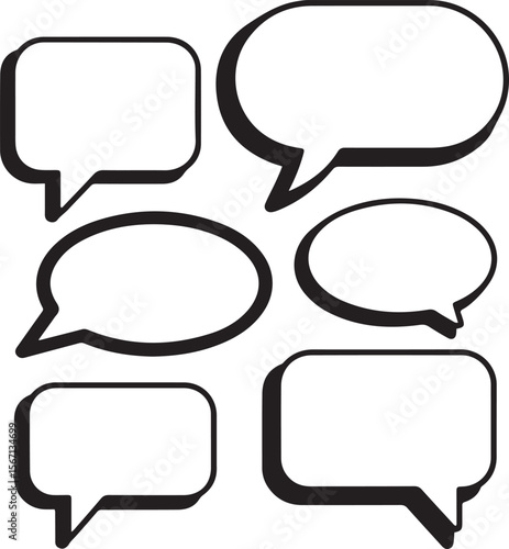 Bold Black Speech Bubbles:  Communication, Dialogue, and Conversation Icons