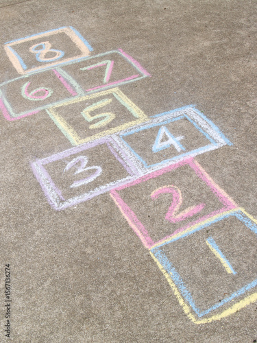 hopscotch game chalk board playground background nobody 