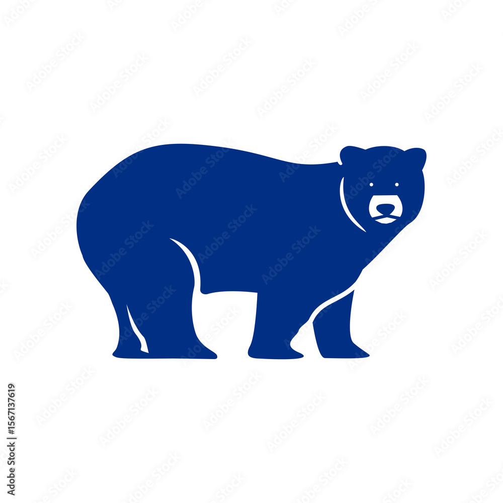 Fototapeta premium Bold bear illustration in dark blue, suitable for logo design, branding, or wildlife education projects and represents strength.