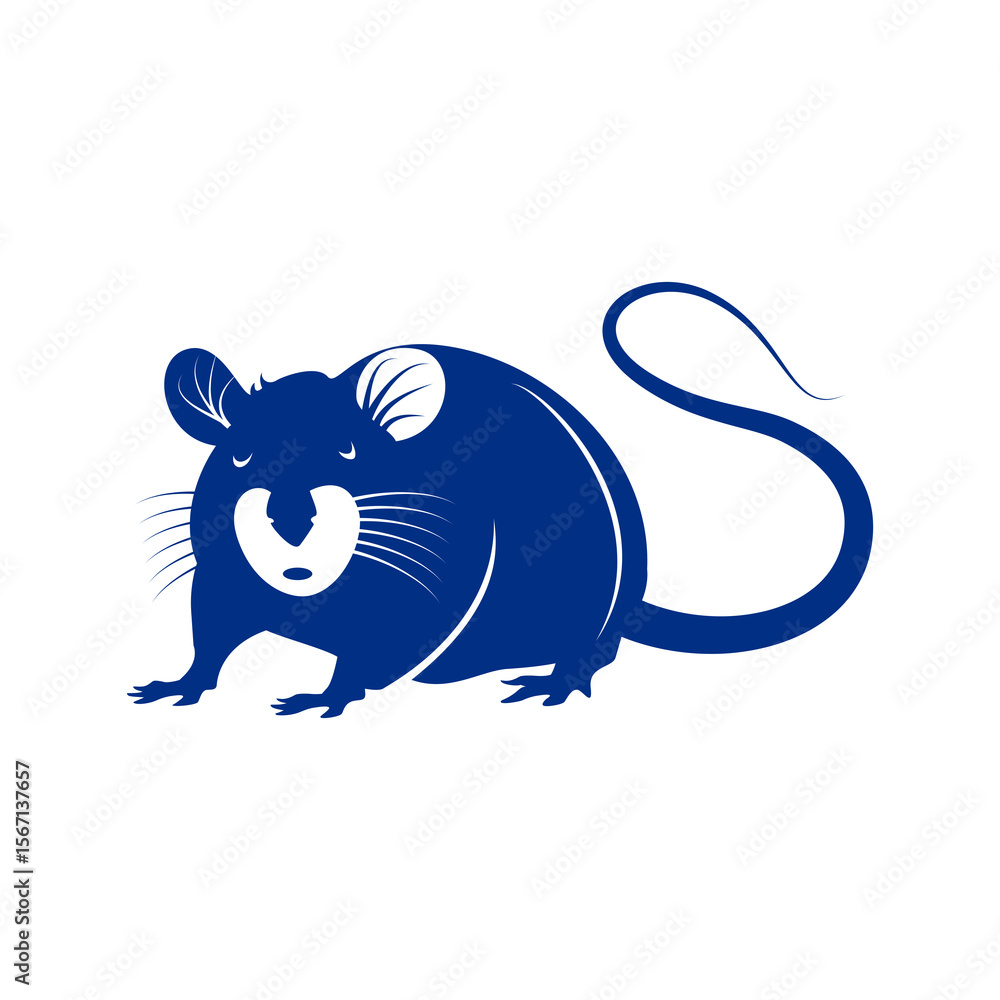 Fototapeta premium Graceful blue rat design conveys sophistication and charm for branding, logos, or lunar new year graphics symbolizing prosperity.