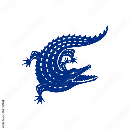 An eye-catching crocodile graphic, a perfect design element for brands, apparel, or creative projects needing an animalistic reptile icon.