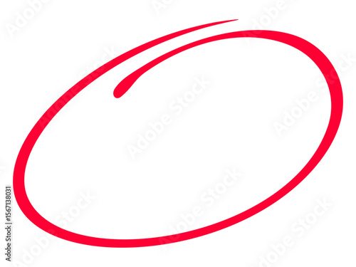 Hand drawn red circle highligter. Vector marker circle line