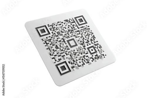 PNG 3d qr code: modern square design with detailed black and white blocks