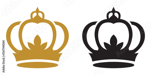 Royal Crown Icon Set Gold And Black Design Elements