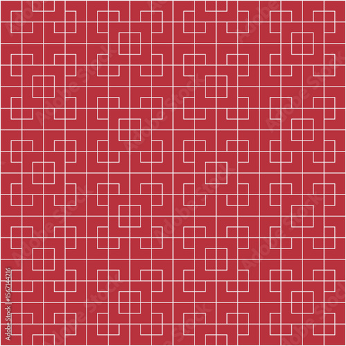 White grid pattern created from squares within squares on a red background
