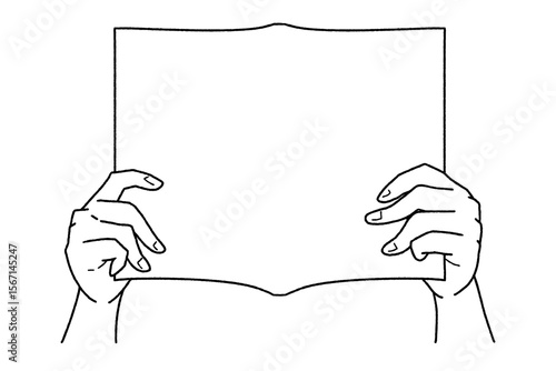 本を持つ手・線画のみ