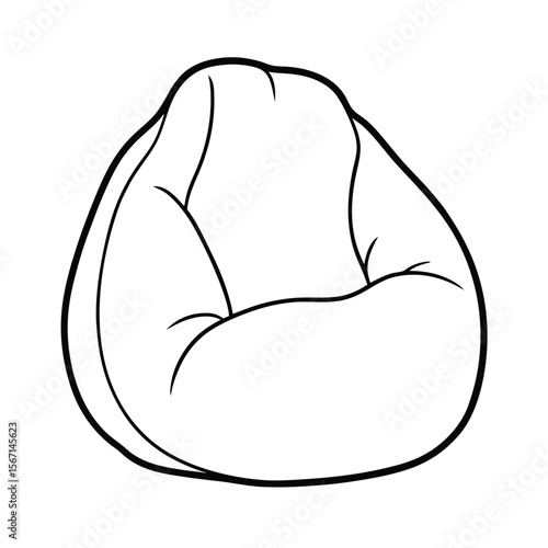bean bag chair in relaxed shape  black line art  
