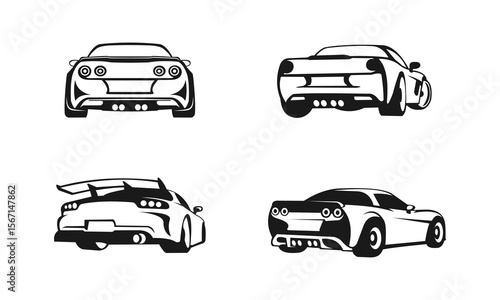 supercar silhouette from behi...