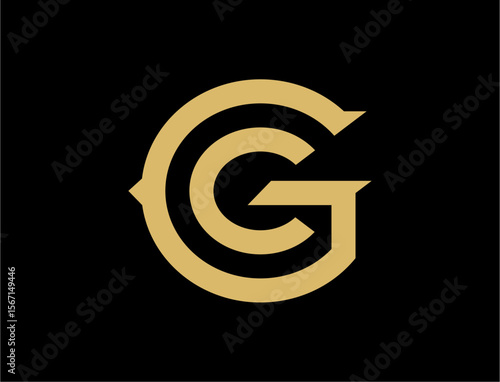 Gold letter g monogram on black background