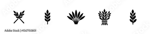 Agriculture silhouette icon set. farming, crop, wheat, harvest, grain icons collection