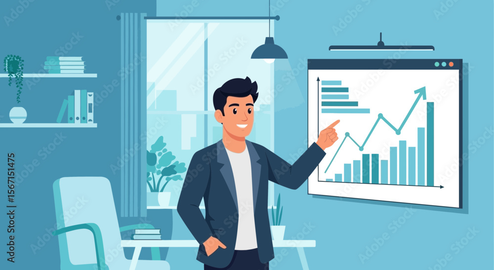 Confident Business Presentation With Rising Sales Trends and Modern Design Confident Business Presentation With Rising Sales Trends and Modern Design