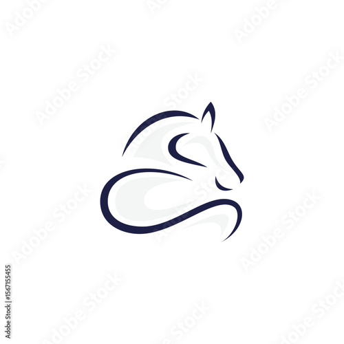 Creative outline horse logo design template in flat style
