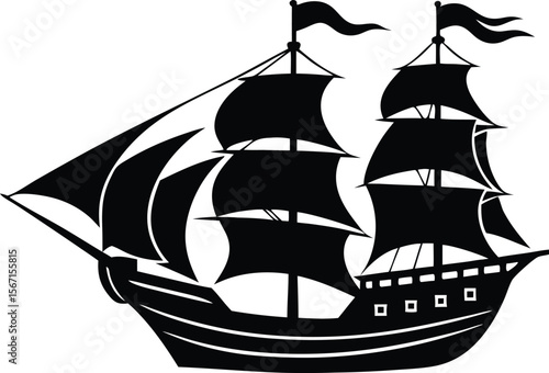 pirate ship vector icon