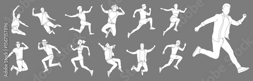 illustrations of people jumping for editable vector projects