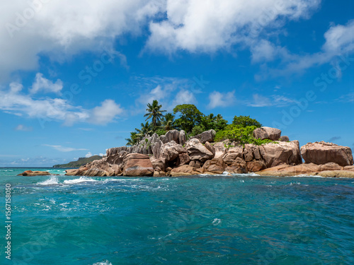 View from different sides of St. Pierre tropical island, Seychelles, Indian ocean