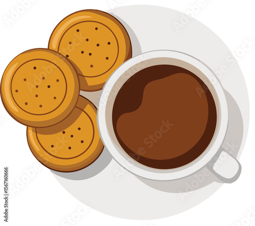 This collection of images depicts illustrations of tea and biscuits