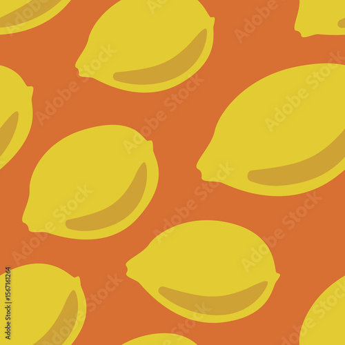 Delightful yellow lemons create a vibrant fruit pattern, perfect for summery designs and refreshing graphic applications with its simple charm.