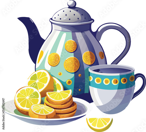 This collection of images depicts illustrations of teapots, some with intricate designs and others with a more classic appearance