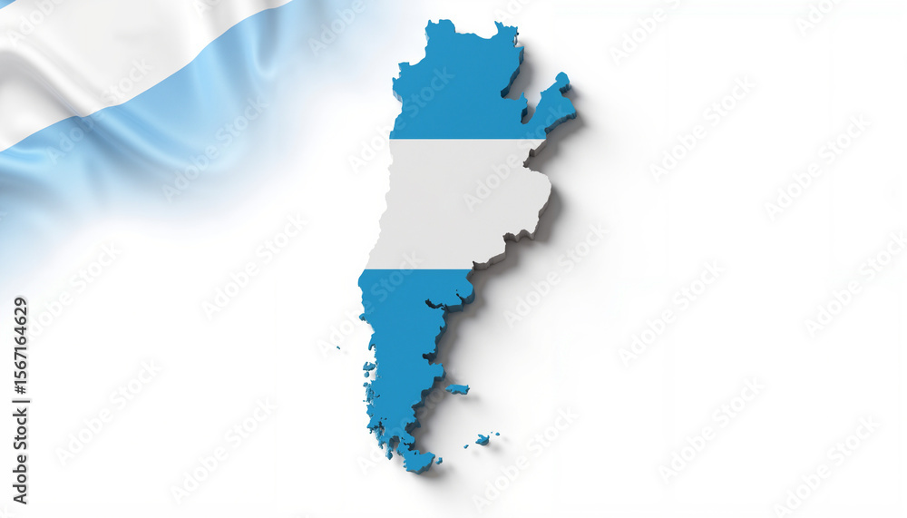 Fototapeta premium Argentina map shape with blue and white colors on white background - 