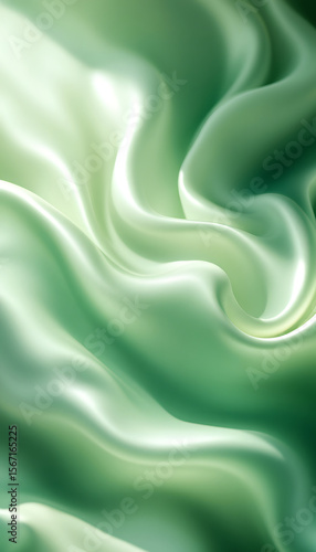 Wallpaper Mural Green silk waves abstract background with smooth flowing texture Torontodigital.ca