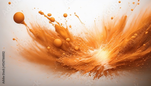orange color burst on white background with soft glow and shimmering bokeh lights artistic splash motion with vibrant clarity
