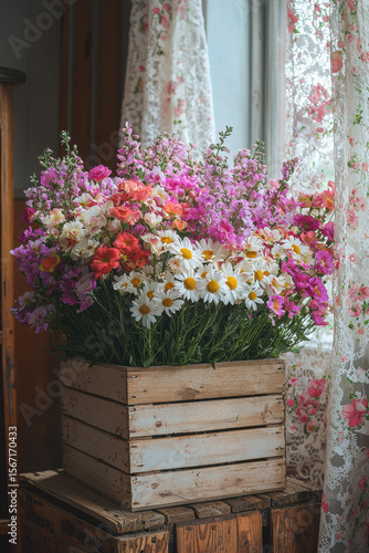 Beautiful floral arrangement in a decorative vase. AI.