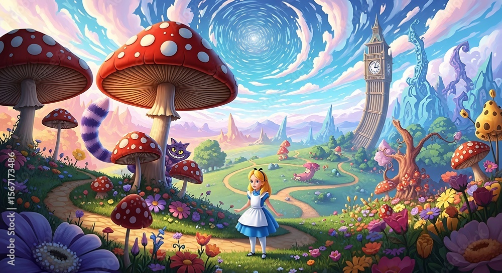 Obraz premium Alice's Fantastic Frontiers A Whimsical Journey Through Wonderland
