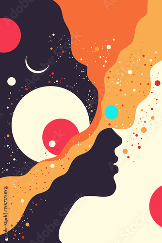 Girl, Dreams, Future, Thoughts, Woman, Teenager, Child, Love, Flowers, Happiness, Joy, Colors, Childhood, Artwork, Vector