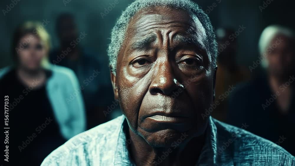 Close-up of an Elderly Man with a Sad Expression