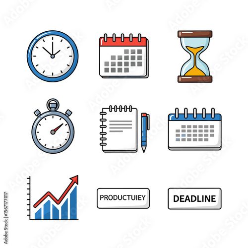 Time Management Icons: Professional Vector Icons for Productivity