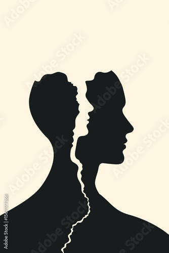 Trauma, Child, Childhood, Man, Personality, Schizophrenia, Psychology, Split, Depression, Axiocity, Mental Health, Vector, Artwork