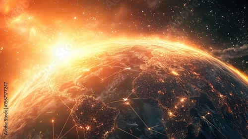 Earth at sunrise, global network