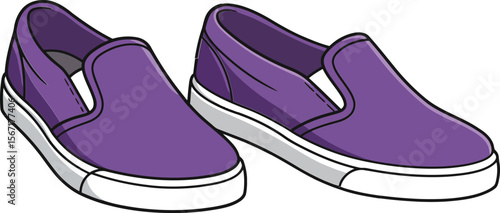 Purple casual slip-on shoes with white soles comfortable fashion footwear vector illustration