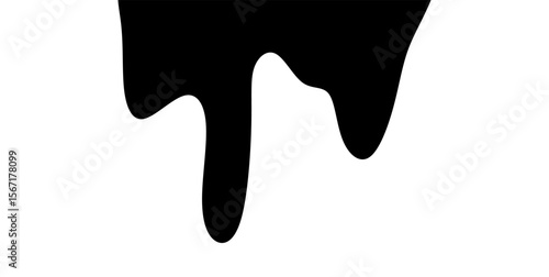 Black melting paint. Dripping splatter and dribble brush strokes with stain and leak, dirty fluid brush icons. Vector isolated. Different borders with flowing ink, sticky liquid design