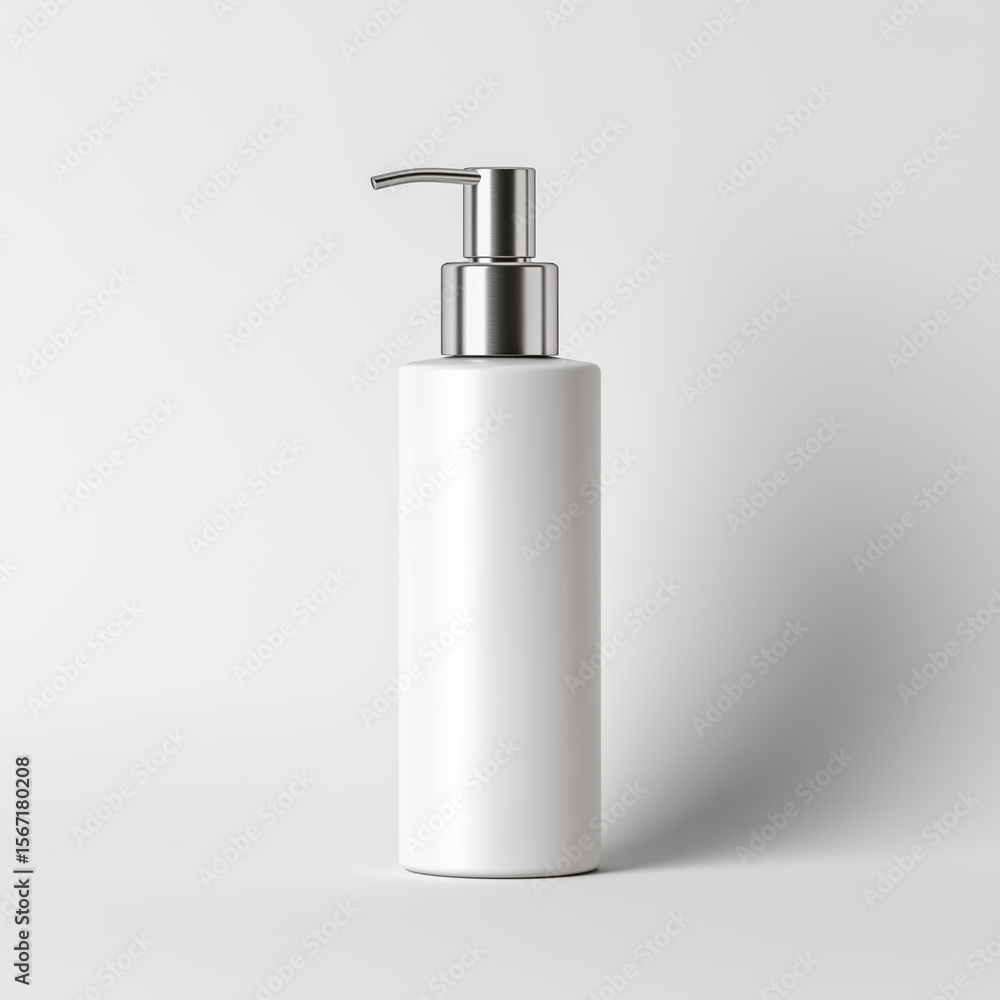 Minimalist Cosmetic Pump Bottle Mockup – White Packaging Design on Clean Background for Skincare, Beauty Lotion, Liquid Soap, or Branding Presentation with Space for Label Minimalist Cosmetic Pump Bottle Mockup – White Packaging Design on Clean Background for Skincare, Beauty Lotion, Liquid Soap, or Branding Presentation with Space for Label