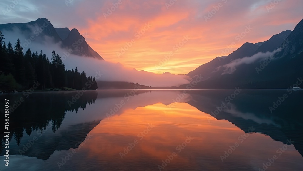 Fototapeta premium sunrise over the lake