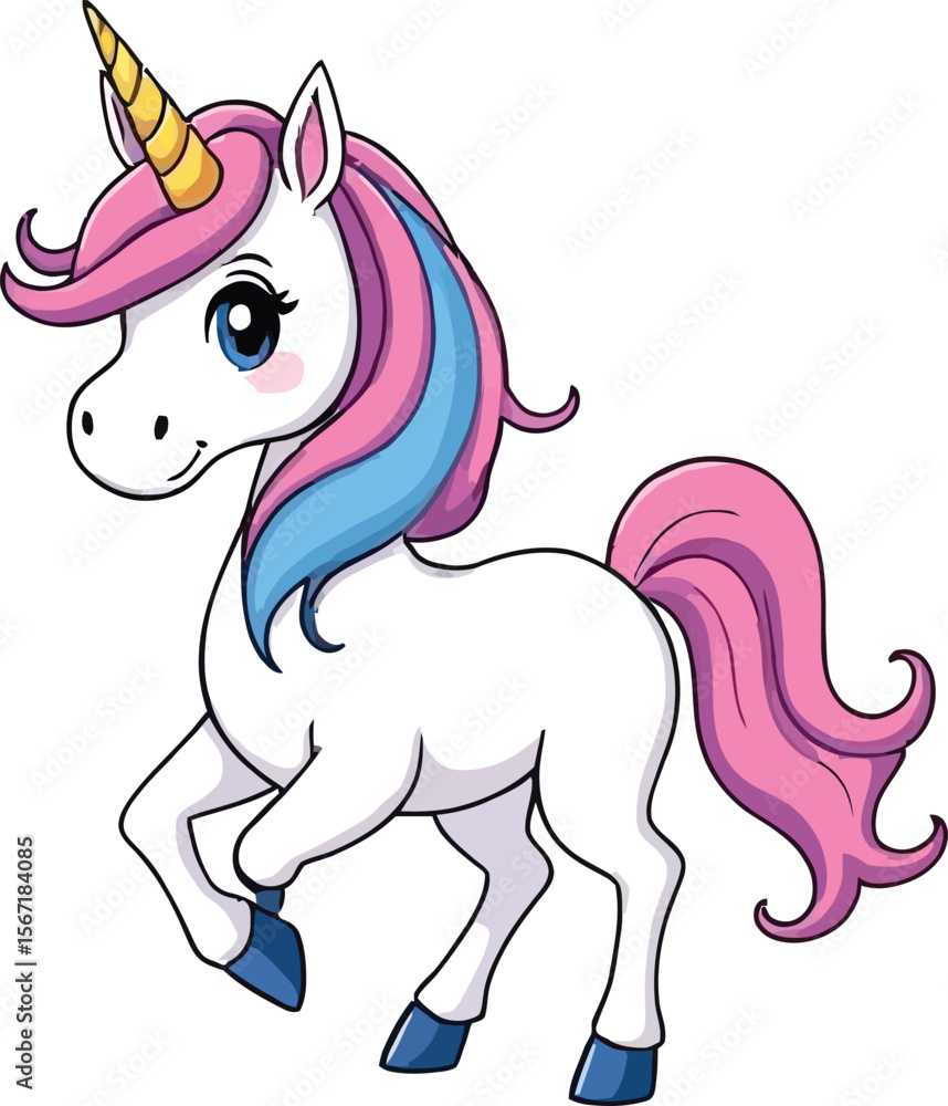 Obraz premium Cute cartoon a illustrator vector unicorn