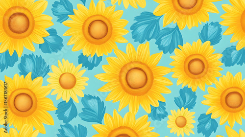 seamless pattern with sunflowers
