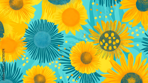 seamless pattern with sunflowers