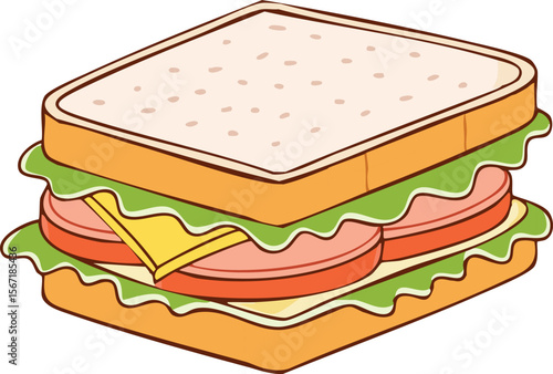 A delicious-looking sandwich with ham, cheese, and lettuce.