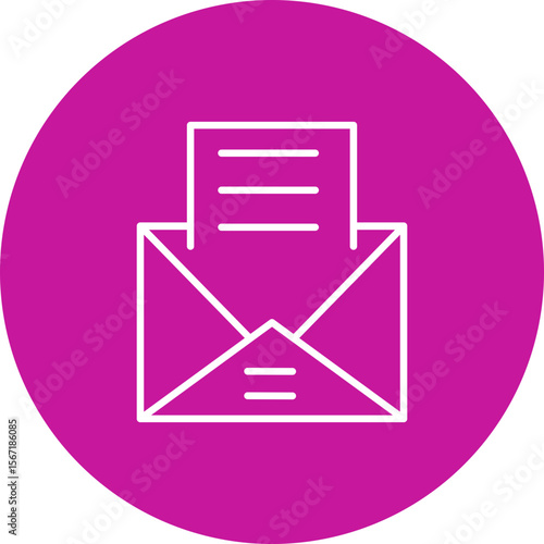 Open Email Vector Line Pink Circle Icon Design