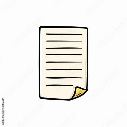 Document papier format A4, coin replié en bas à gauche