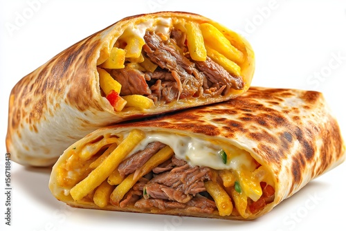 Two French tacos isolated on a white background