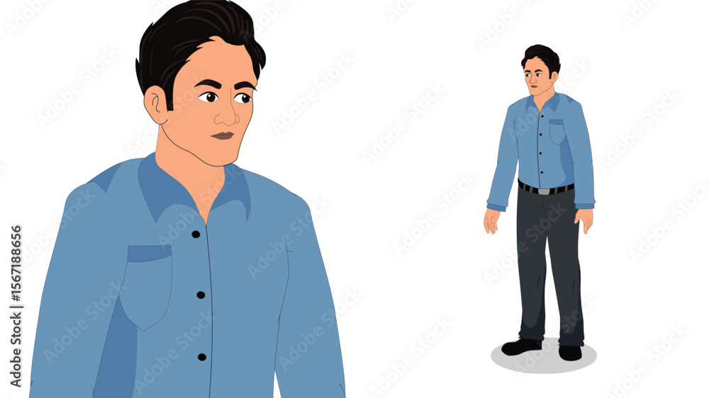 Fototapeta premium Cartoon Vector Man in Formal Attire – Standing Male Character Illustration