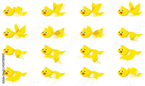 Flying Yellow Bird Sprite Sheet